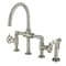 Kingston Brass KS2338RKX Bridge Kitchen Faucet with Brass Sprayer, Brushed Nickel KS2338RKX - alternate 1